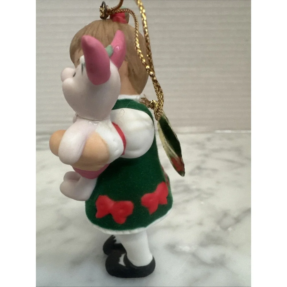 Ashton Drake Ornament Christmas Mistletoe Piglet Disney Vintage Flocked